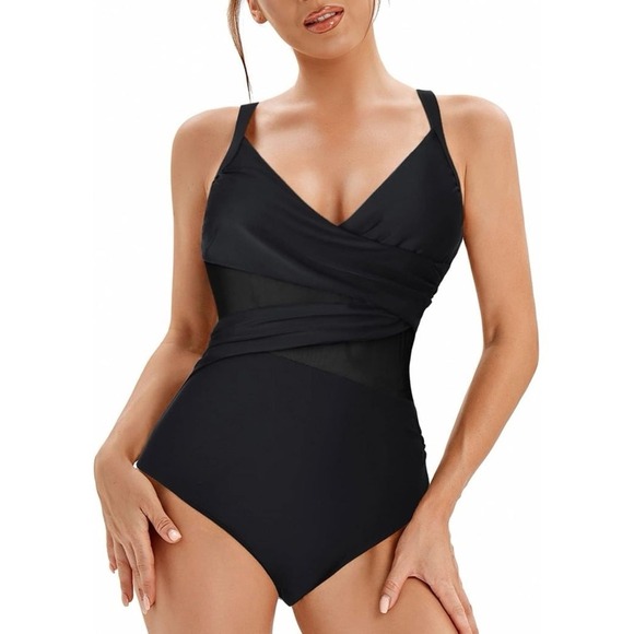 NWOT SEAFORM Womens One Piece Swimsuits Tummy Control Bathing Suit Wrapped Mesh - Picture 1 of 8